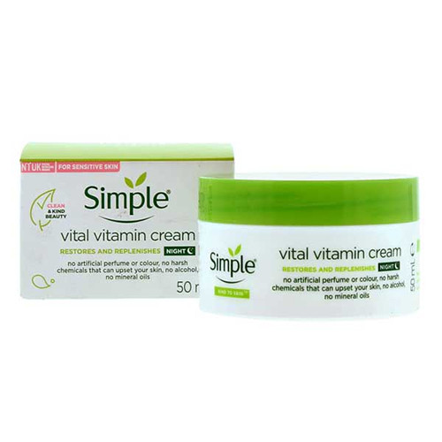 کرم آبرسان 72 ساعته سیمپل سبز Simple vital vitamin night